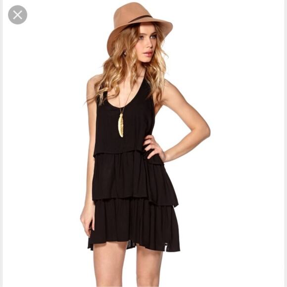 One Teaspoon Plant T-Back Ruffle Tiered Mini Dress Black XS Minimal Whimsigoth - Picture 4 of 15